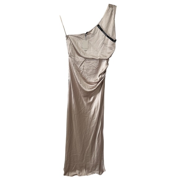 Asos Six Stories Bridesmaids One‎ Shoulder Satin Maxi Dress Champagne Size US 10 - Picture 1 of 10